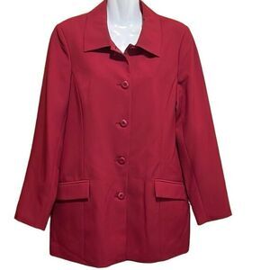 Liz Baker women’s blazer Size 10T wine rust slit sleeve and back lined‎ longline